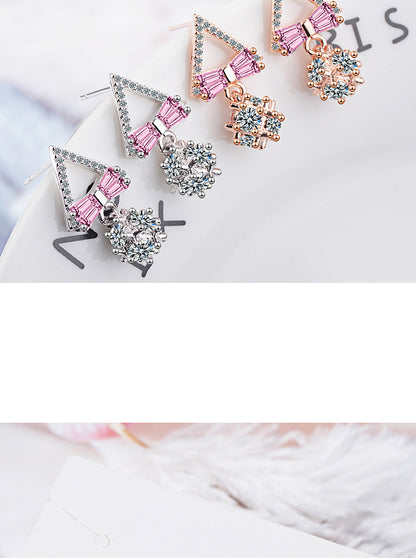 1 Pair Elegant Simple Style Bow Knot Plating Inlay Copper Zircon Rose Gold Plated White Gold Plated Drop Earrings