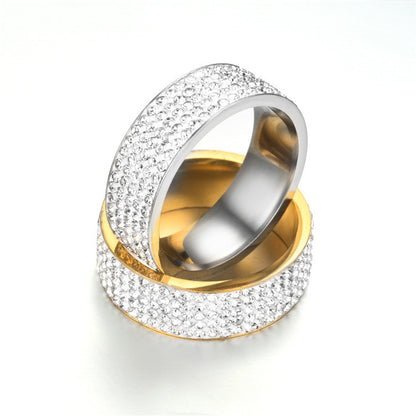 Fashion Geometric Stainless Steel Diamond Artificial Gemstones Rings