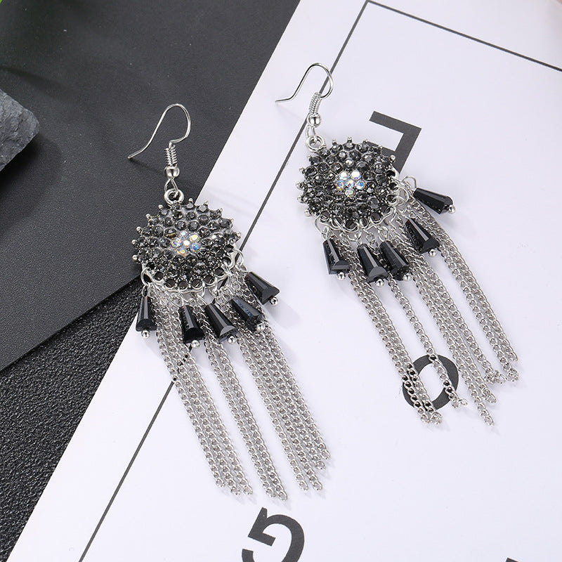 1 Pair Retro Tassel Alloy Plating Inlay Artificial Gemstones Women's Chandelier Earrings