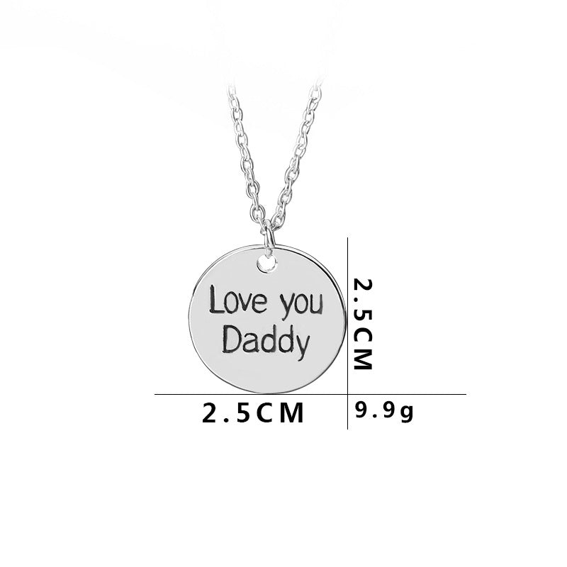 New Geometric Round Tag Drop Oil Letter Necklace Father&#39;s Day Gift Round Pendant Necklace Wholesale