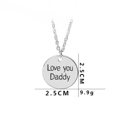 New Geometric Round Tag Drop Oil Letter Necklace Father&#39;s Day Gift Round Pendant Necklace Wholesale