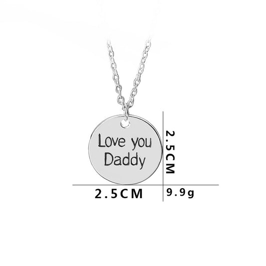 New Geometric Round Tag Drop Oil Letter Necklace Father&#39;s Day Gift Round Pendant Necklace Wholesale