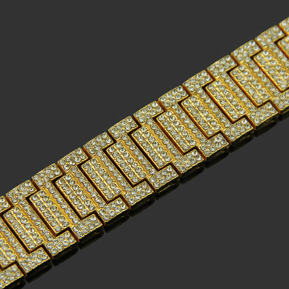 Hip-hop Bracelets Exaggerated Diamond Bracelet Watch Strap Bamboo Bracelet