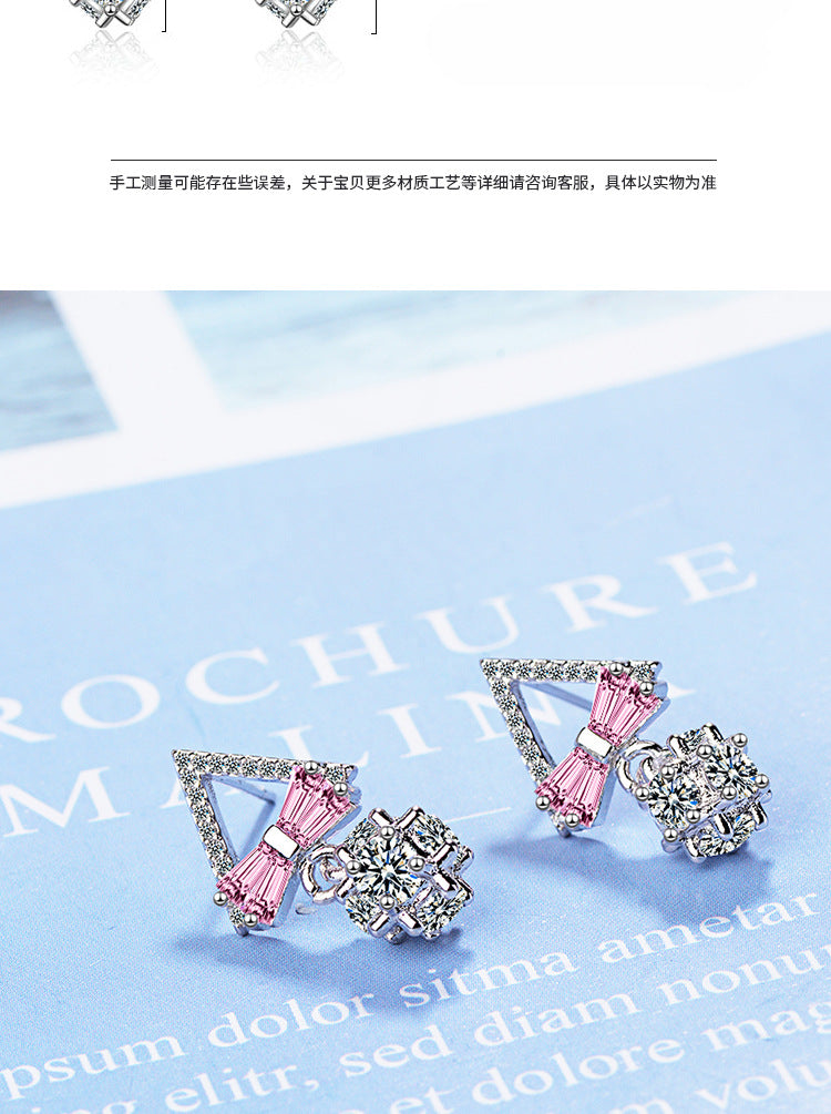 1 Pair Elegant Simple Style Bow Knot Plating Inlay Copper Zircon Rose Gold Plated White Gold Plated Drop Earrings