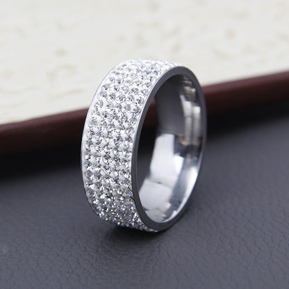 Fashion Geometric Stainless Steel Diamond Artificial Gemstones Rings