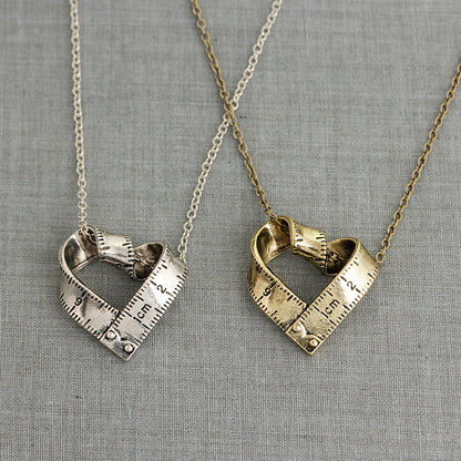 Scale Necklace Clavicle Chain Creative Retro Heart-shaped Rotating Tape Measure Pendant Necklace Accessories Wholesale Gooddiy