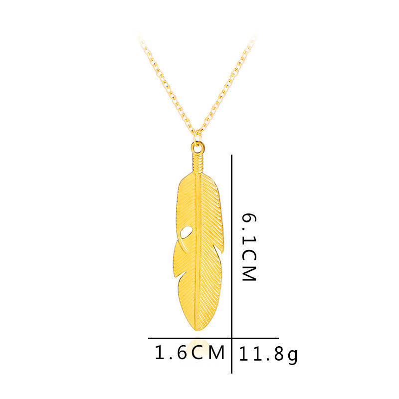 Explosion Of Funds Fashion New Hot Selling Simple Natural Fresh Leaves Feather Pendant Necklace Accessories