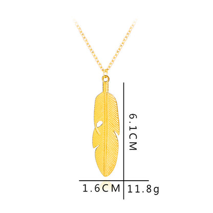 Explosion Of Funds Fashion New Hot Selling Simple Natural Fresh Leaves Feather Pendant Necklace Accessories