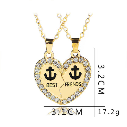 New Fashion Popular Anchor Anchor Diamond Love Best Friend Necklace Gooddiy Wholesale