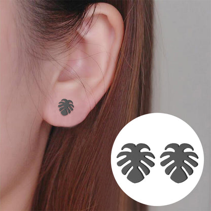 1 Pair Simple Style Leaf Titanium Steel Plating Earrings