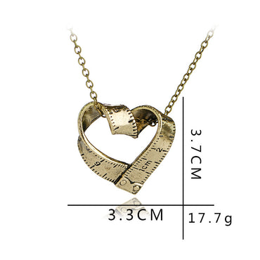 Scale Necklace Clavicle Chain Creative Retro Heart-shaped Rotating Tape Measure Pendant Necklace Accessories Wholesale Gooddiy