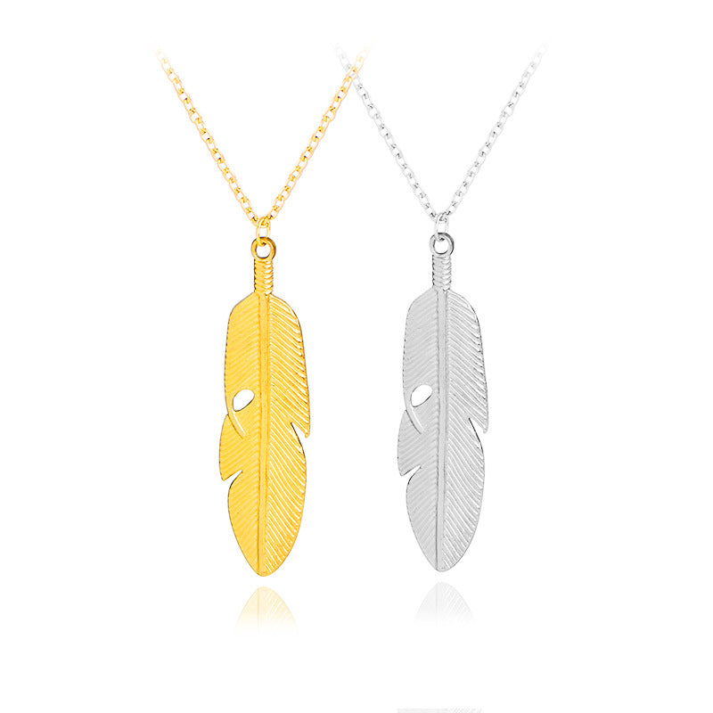 Explosion Of Funds Fashion New Hot Selling Simple Natural Fresh Leaves Feather Pendant Necklace Accessories