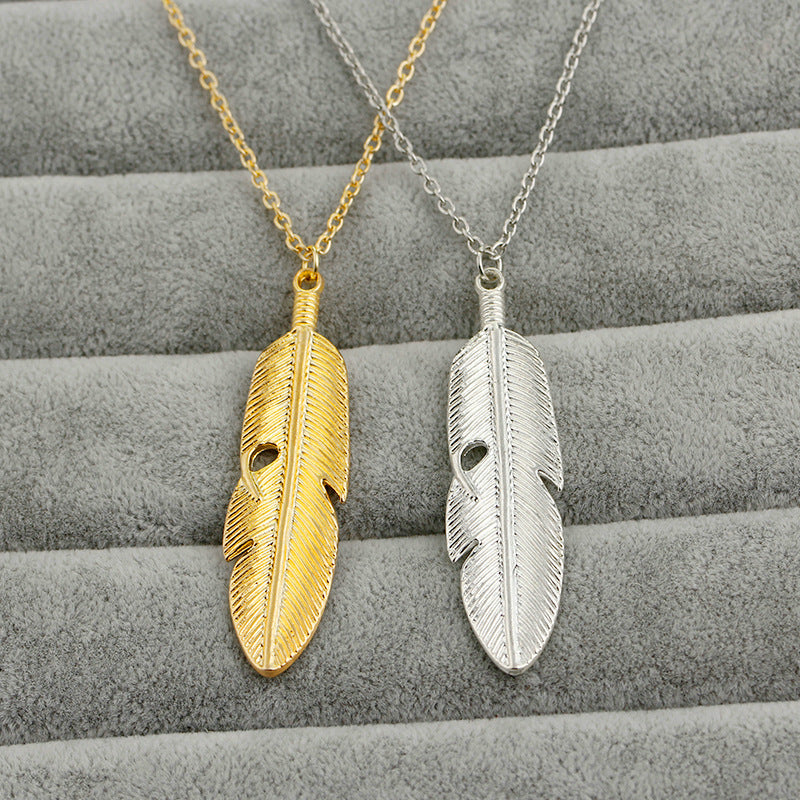 Explosion Of Funds Fashion New Hot Selling Simple Natural Fresh Leaves Feather Pendant Necklace Accessories