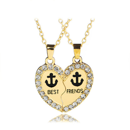 New Fashion Popular Anchor Anchor Diamond Love Best Friend Necklace Gooddiy Wholesale