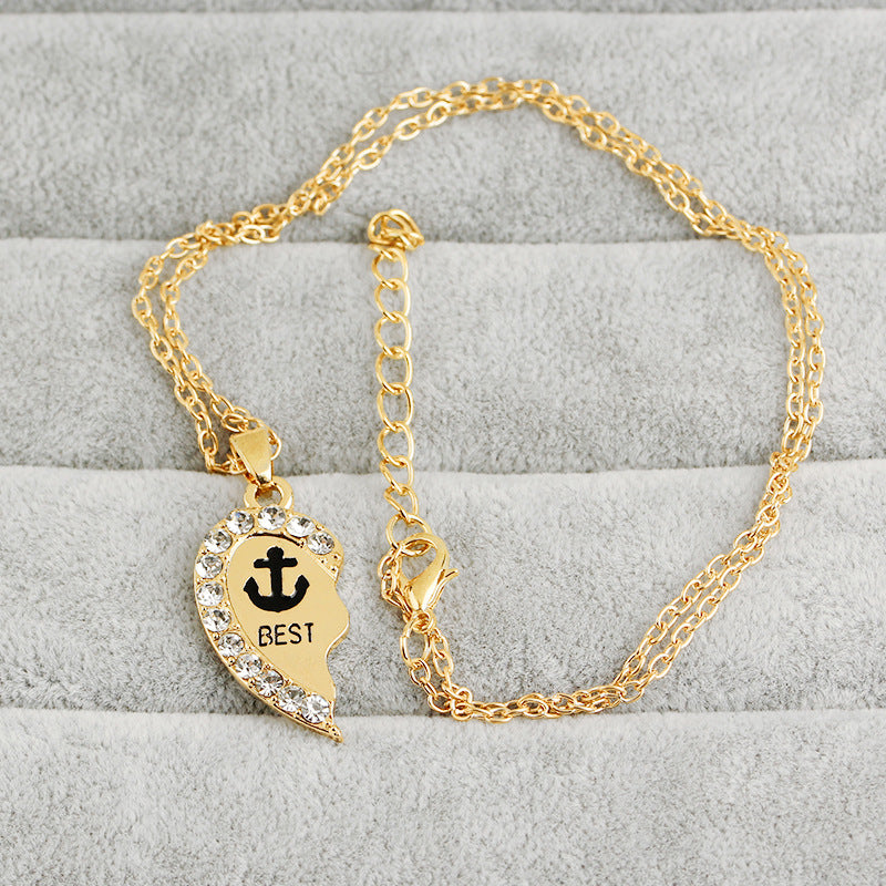 New Fashion Popular Anchor Anchor Diamond Love Best Friend Necklace Gooddiy Wholesale