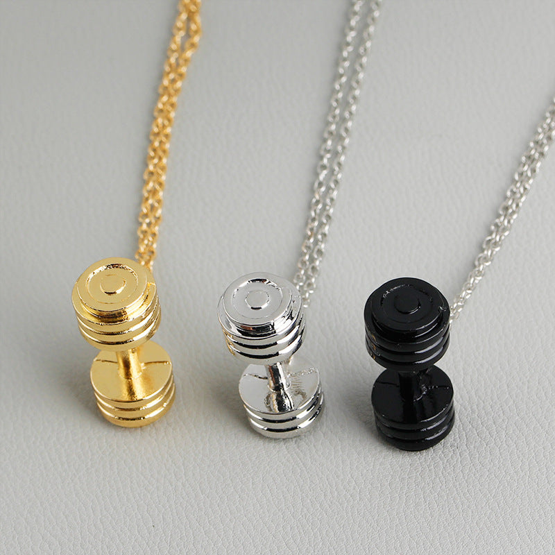 New Fashion Fitness Necklace Sports Barbell Pendant Necklace Clavicle Chain Wholesale