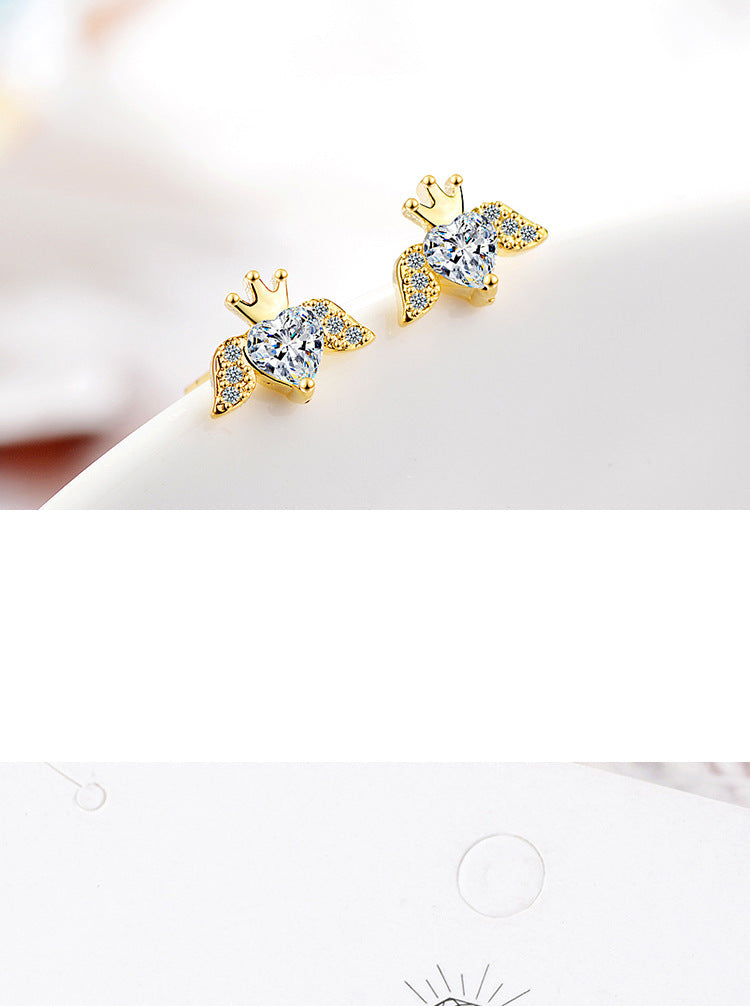 1 Pair Lady Heart Shape Plating Inlay Copper Zircon 24k Gold Plated White Gold Plated Ear Studs