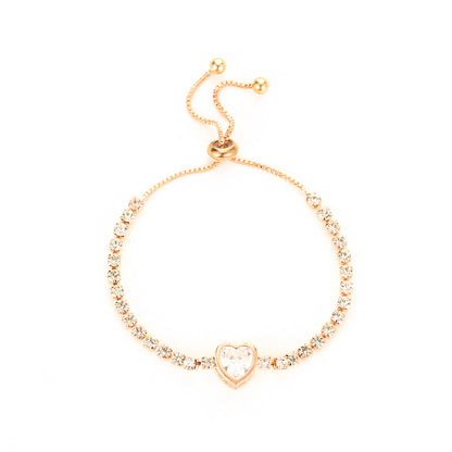 Simple Style Heart Shape Copper Inlay Zircon Bracelets 1 Piece