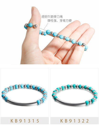 Wholesale Jewelry Turquoise Beaded Splicing Chain Stainless Steel Bracelet Gooddiy