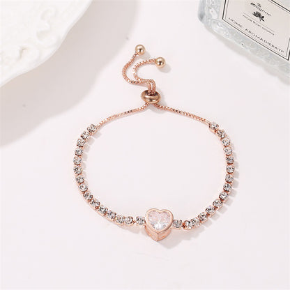 Simple Style Heart Shape Copper Inlay Zircon Bracelets 1 Piece