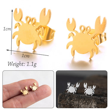 Simple Style Crab Alloy No Inlaid Earrings Ear Studs