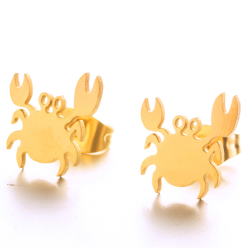 Simple Style Crab Alloy No Inlaid Earrings Ear Studs
