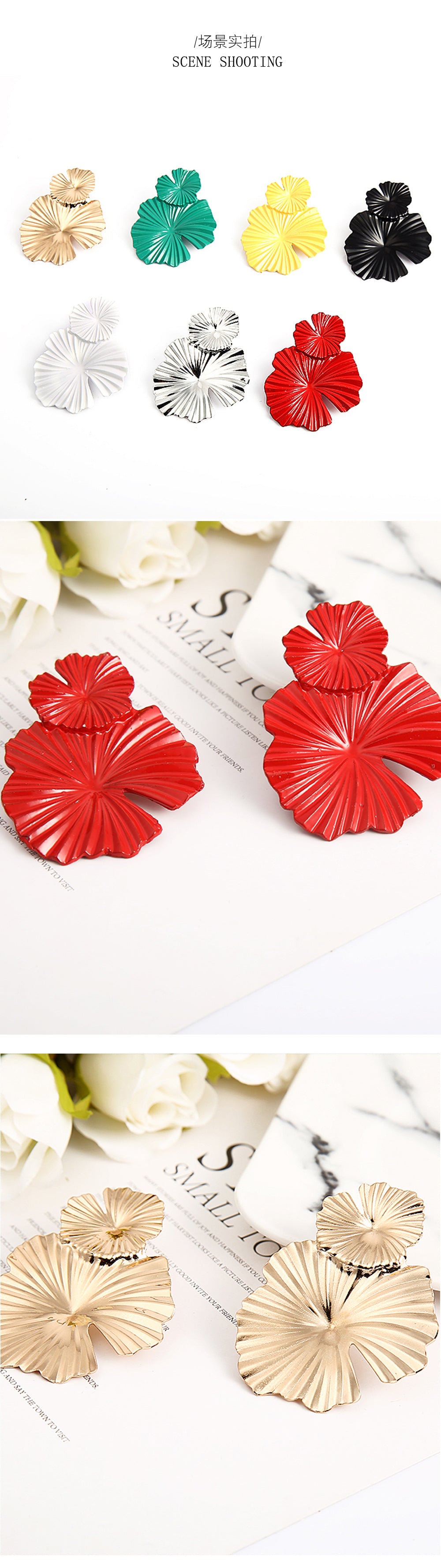 Fashion Geometric Flower Alloy Earrings Wholesale