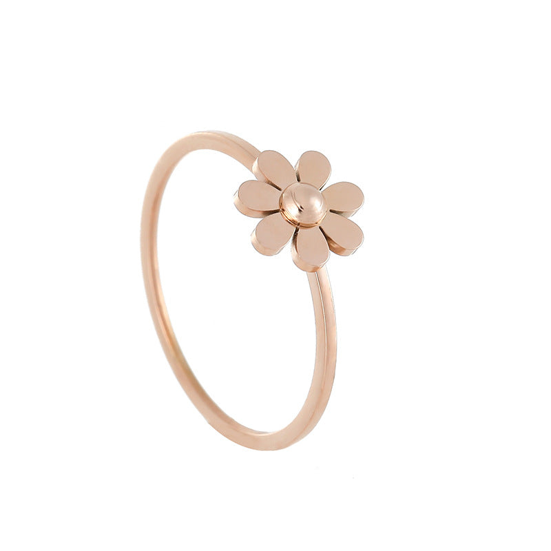 1 Piece Fashion Flower Titanium Steel Plating Rings