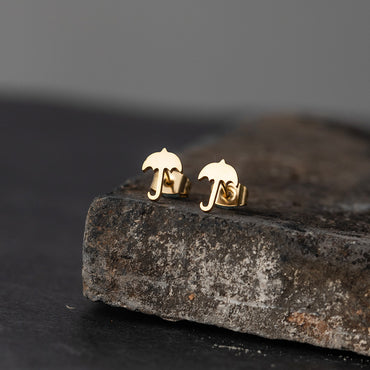 Simple Glossy Gold Silver Umbrella Earrings