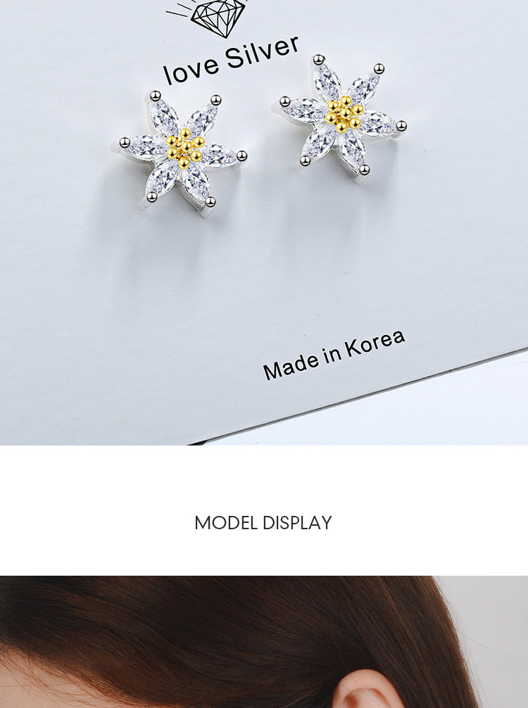 1 Pair Simple Style Flower Inlay Copper Zircon Ear Studs