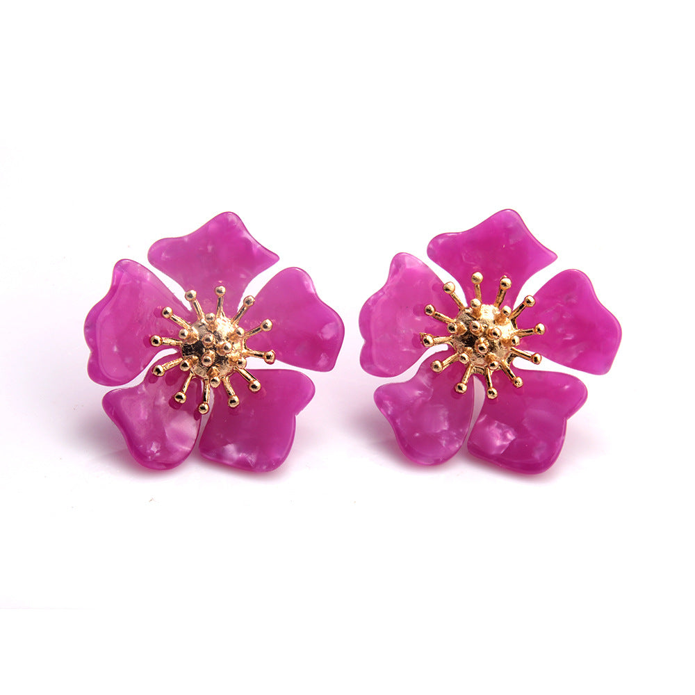 New Acetate Alloy Exaggerated Flower Earrings