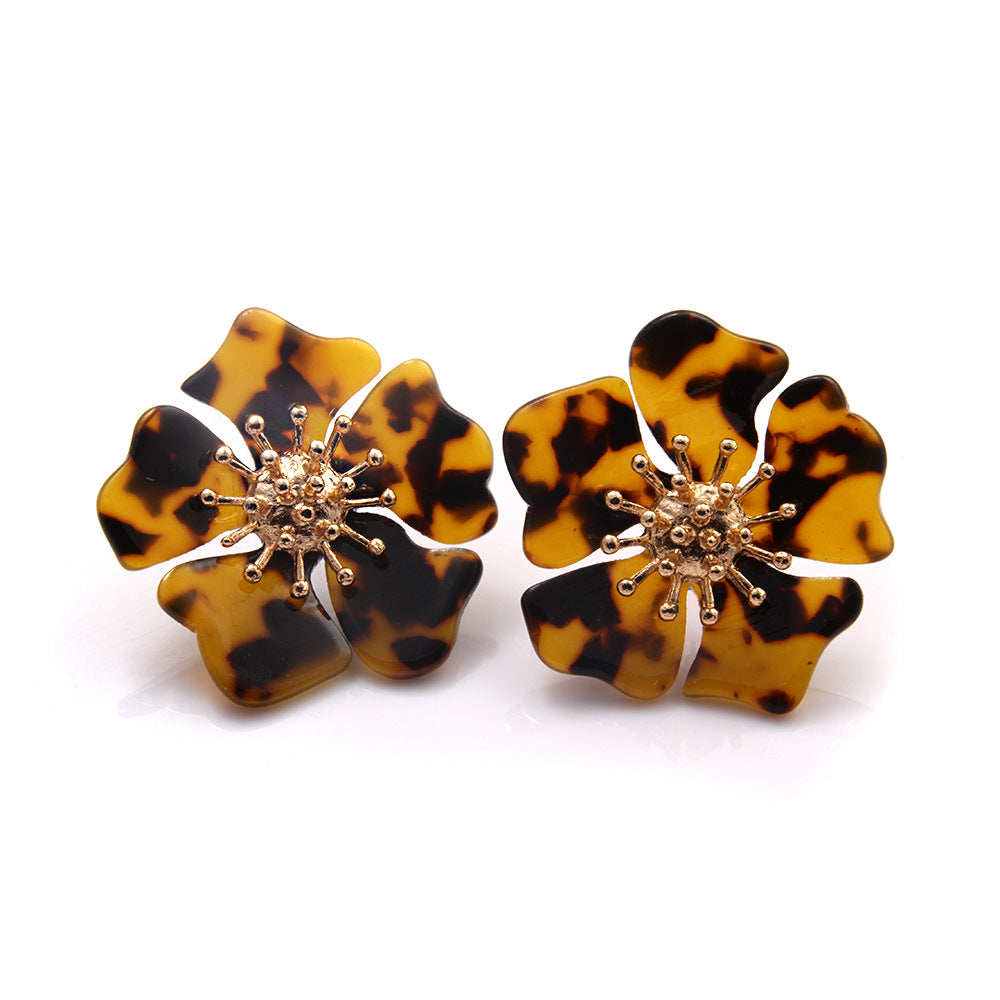 New Acetate Alloy Exaggerated Flower Earrings