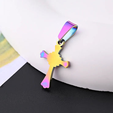 10Pcs/Package 19.5x12.5mm 7x3.5mm 304 Stainless Steel 18K Gold Plated Rose Gold Plated Cross Simple Solid Color Polished Pendant