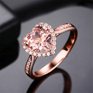 Sweet Heart Shape Copper Plating Inlay Zircon Rose Gold Plated Open Rings