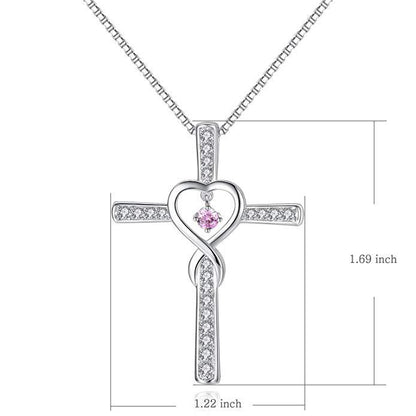 Retro Cross Heart Shape Alloy Inlay Rhinestones Women's Pendant Necklace 1 Piece