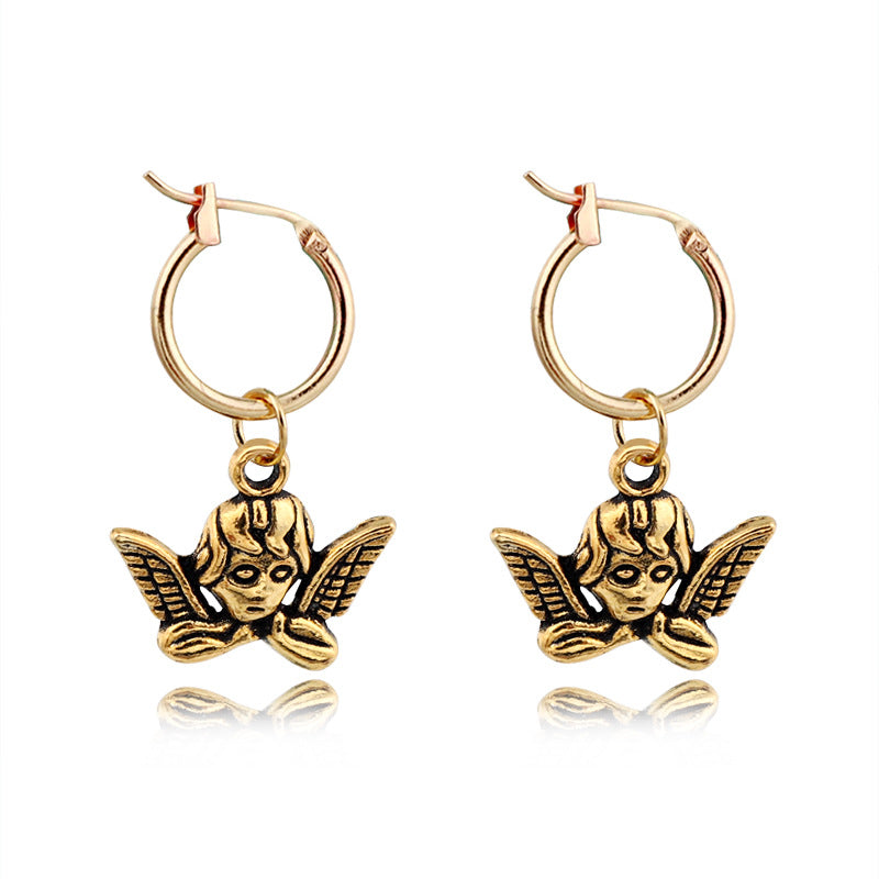 Fashion Jewelry Cupid Earrings Alloy Angel Earrings Small Hoop Earrings Wholesale