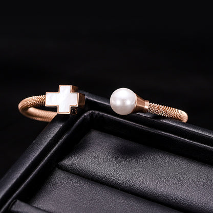 Stainless Steel Simple Style Cross Plating Bangle