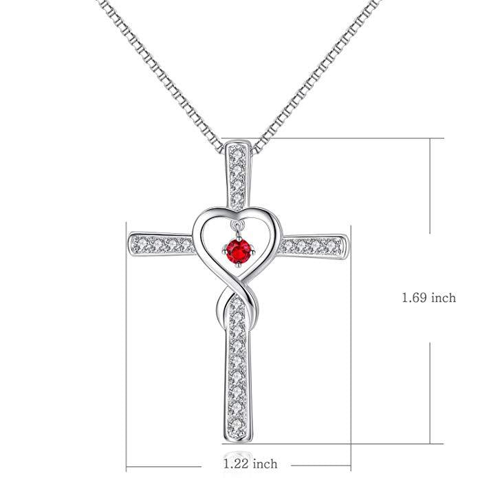 Retro Cross Heart Shape Alloy Inlay Rhinestones Women's Pendant Necklace 1 Piece