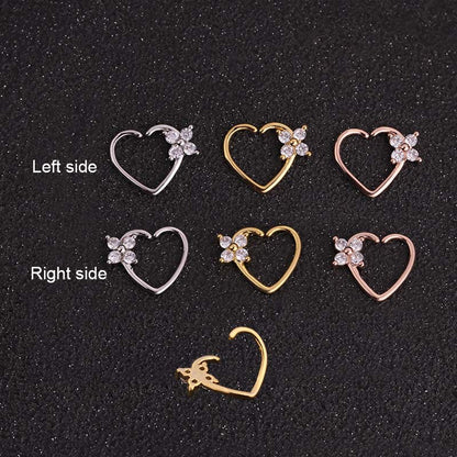 Hot Selling Micro-inlaid Zircon Round Nose Ring Peach Heart Stud Earrings