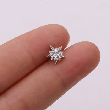 Snowflake Inlaid Shell Metal Earrings Ear Studs