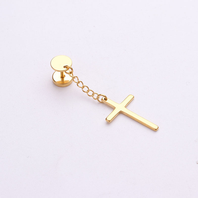 Simple Style Cross Plating Stainless Steel Earrings