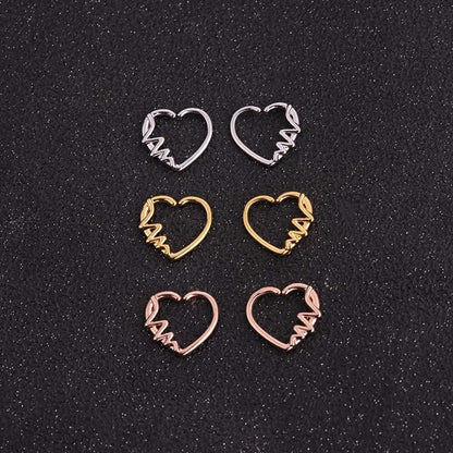 Hot Selling Micro-inlaid Zircon Round Nose Ring Peach Heart Stud Earrings