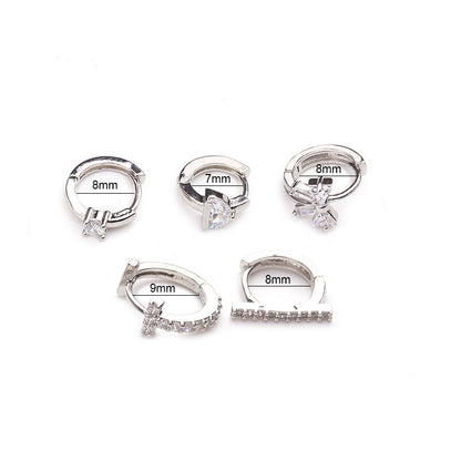 Micro-inlaid Zircon Small Ear Buckle Cartilage Piercing Earrings