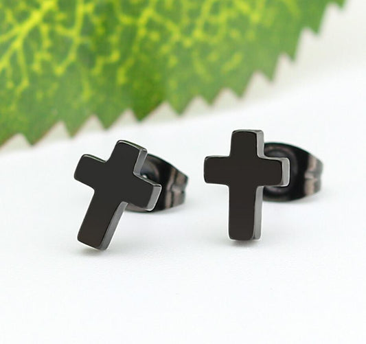 1 Pair Retro Cross Stainless Steel Plating Ear Studs