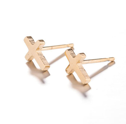 1 Pair Retro Cross Stainless Steel Plating Ear Studs