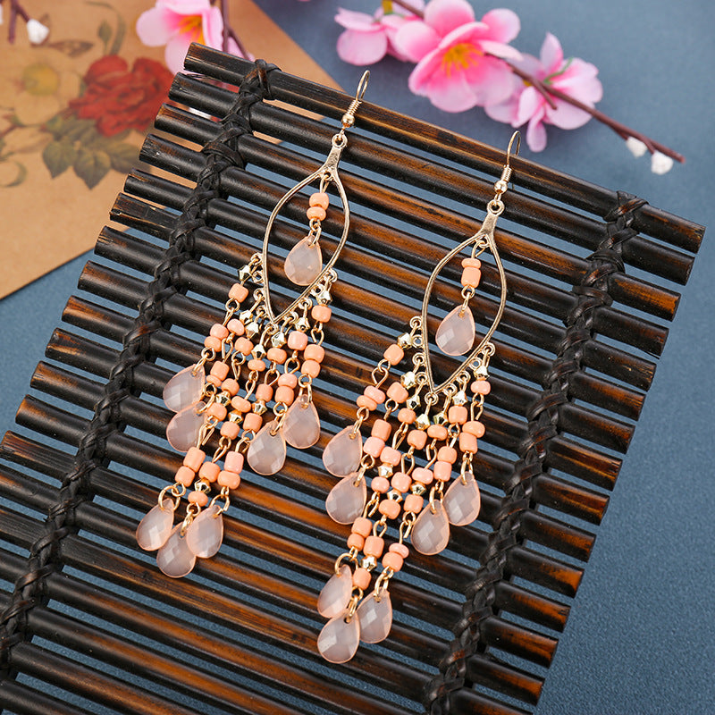 1 Pair Fashion Geometric Alloy Seed Bead Plating Women's Drop Earrings