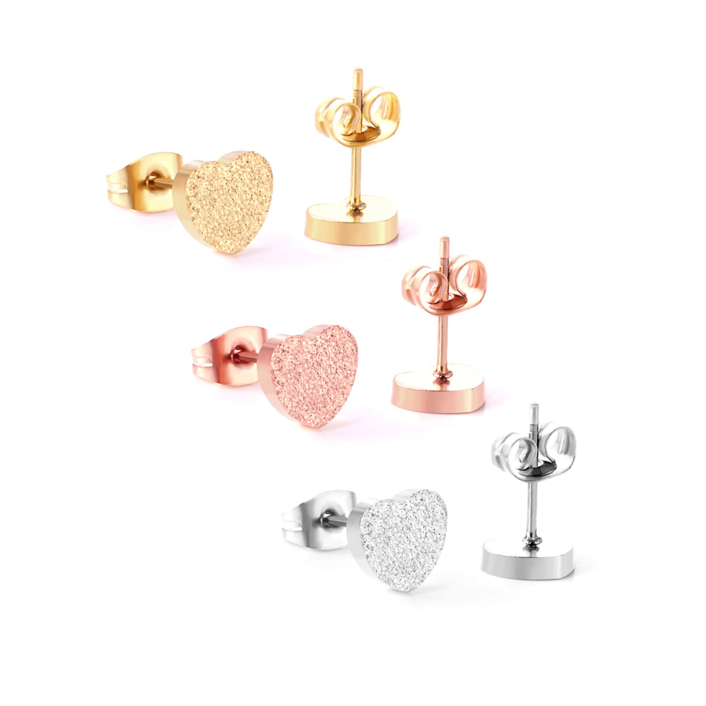 Fashion Heart Shape Stainless Steel Plating Ear Studs 1 Pair