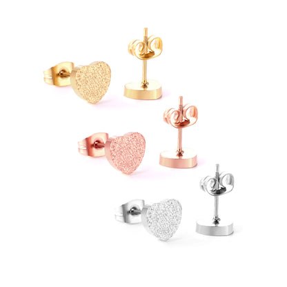 Fashion Heart Shape Stainless Steel Plating Ear Studs 1 Pair