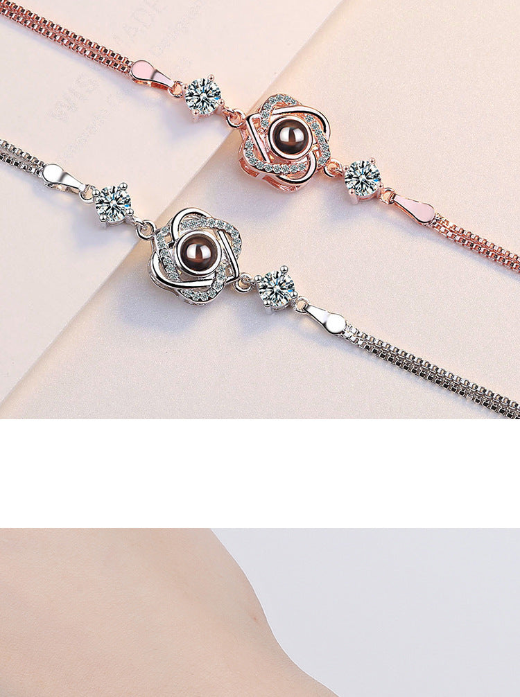 Simple Style Flower Copper Zircon Bracelets In Bulk