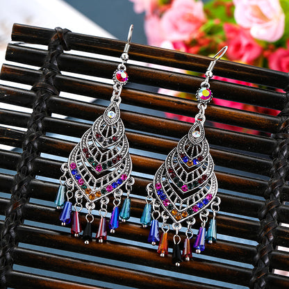 1 Pair Vintage Style Heart Shape Alloy Plating Inlay Artificial Gemstones Women's Drop Earrings